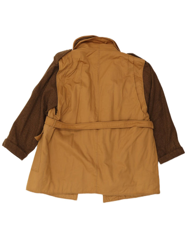 Vintage Womens Military Jacket UK 12 Medium Beige Colourblock