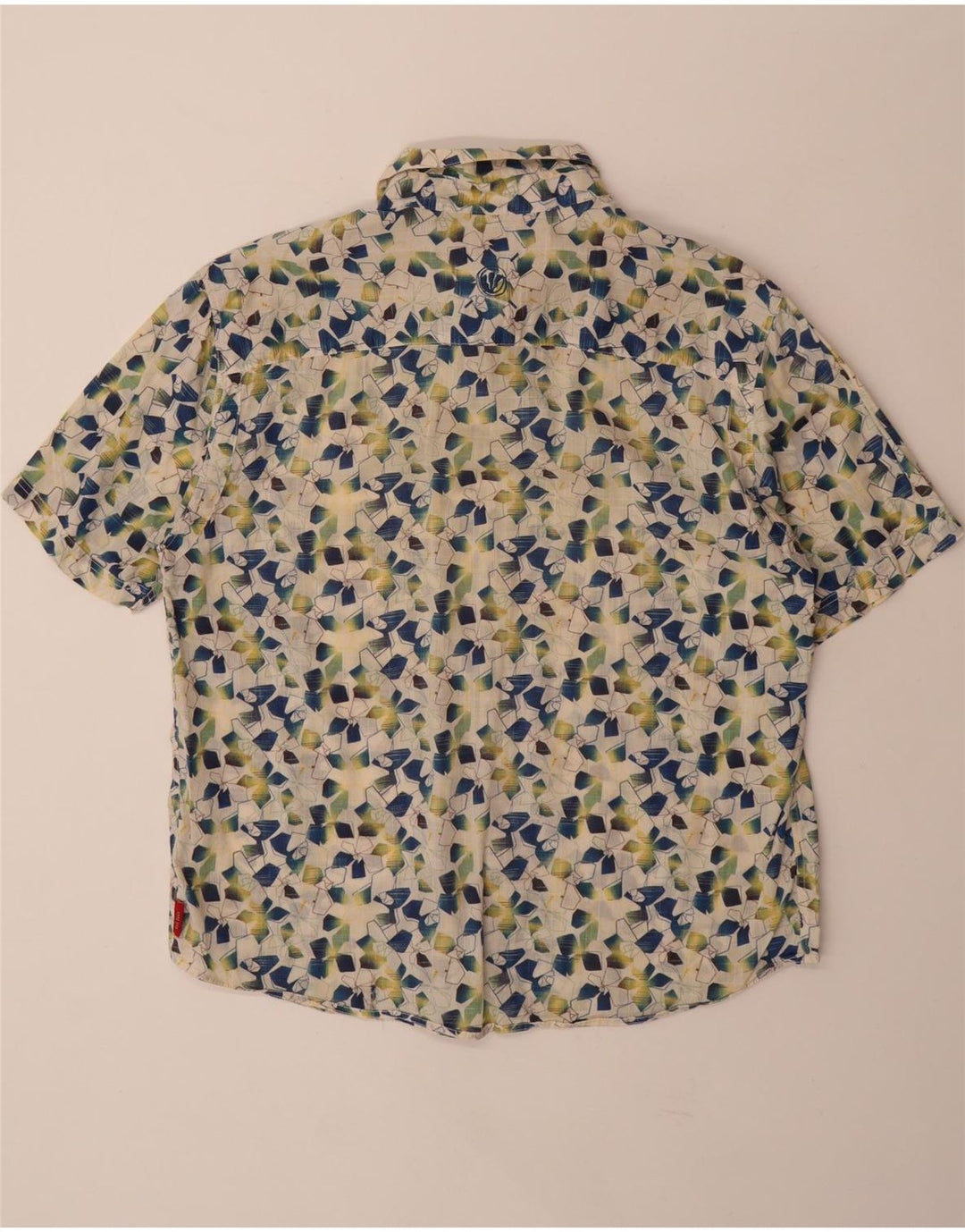 FAT FACE Camisa de manga corta para hombre de algodón geométrico blanco roto grande