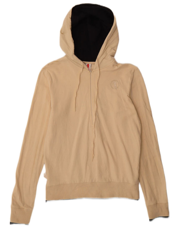 Bikkembergs Jersey con capucha y cuello con cremallera para mujer UK 44 Large Beige Cotton