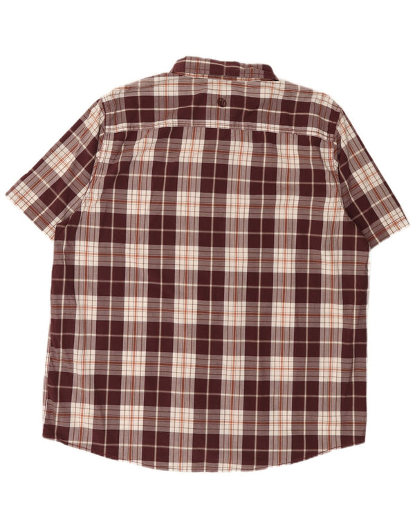 Camisa de manga corta para hombre Fat Face 2XL Algodón a cuadros granate