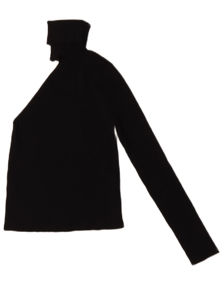 Zara Top corto con cuello vuelto y un hombro para mujer UK 8 Small Viscosa negra