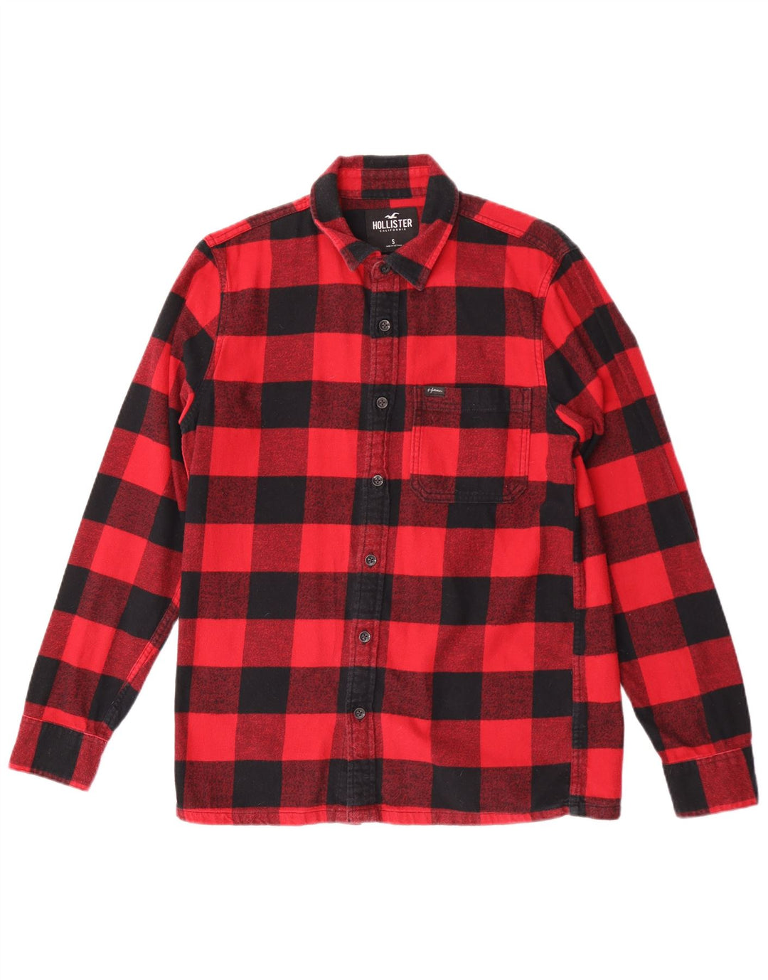 Camisa Hollister Hombre De Franela De Algodón A Cuadros Rojos Pequeños