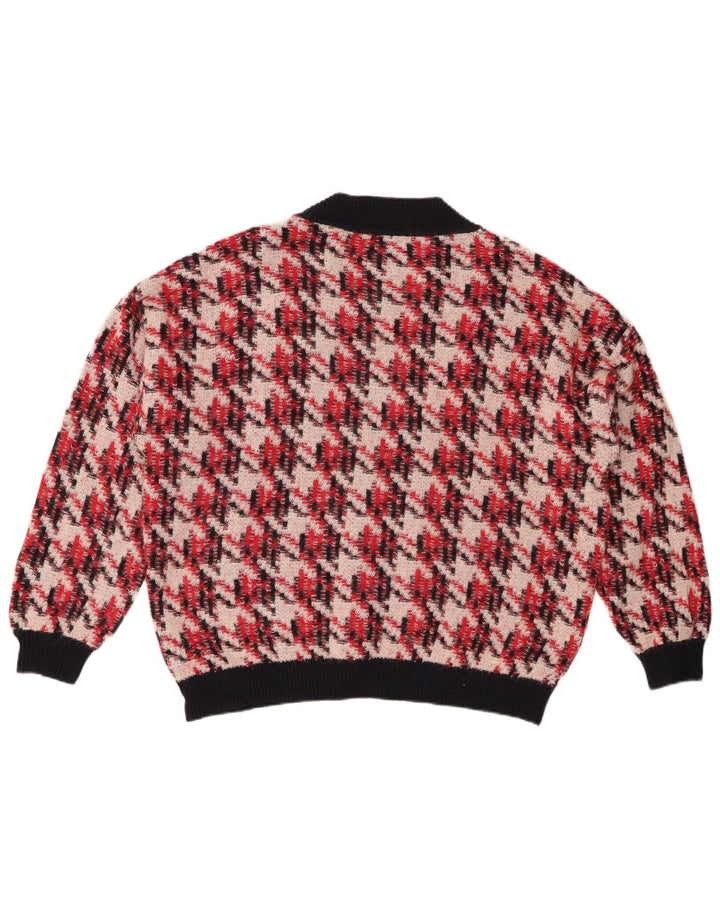 GANT Suéter tipo jersey de gran tamaño con cuello en V para mujer UK 46 Large Red Houndstooth
