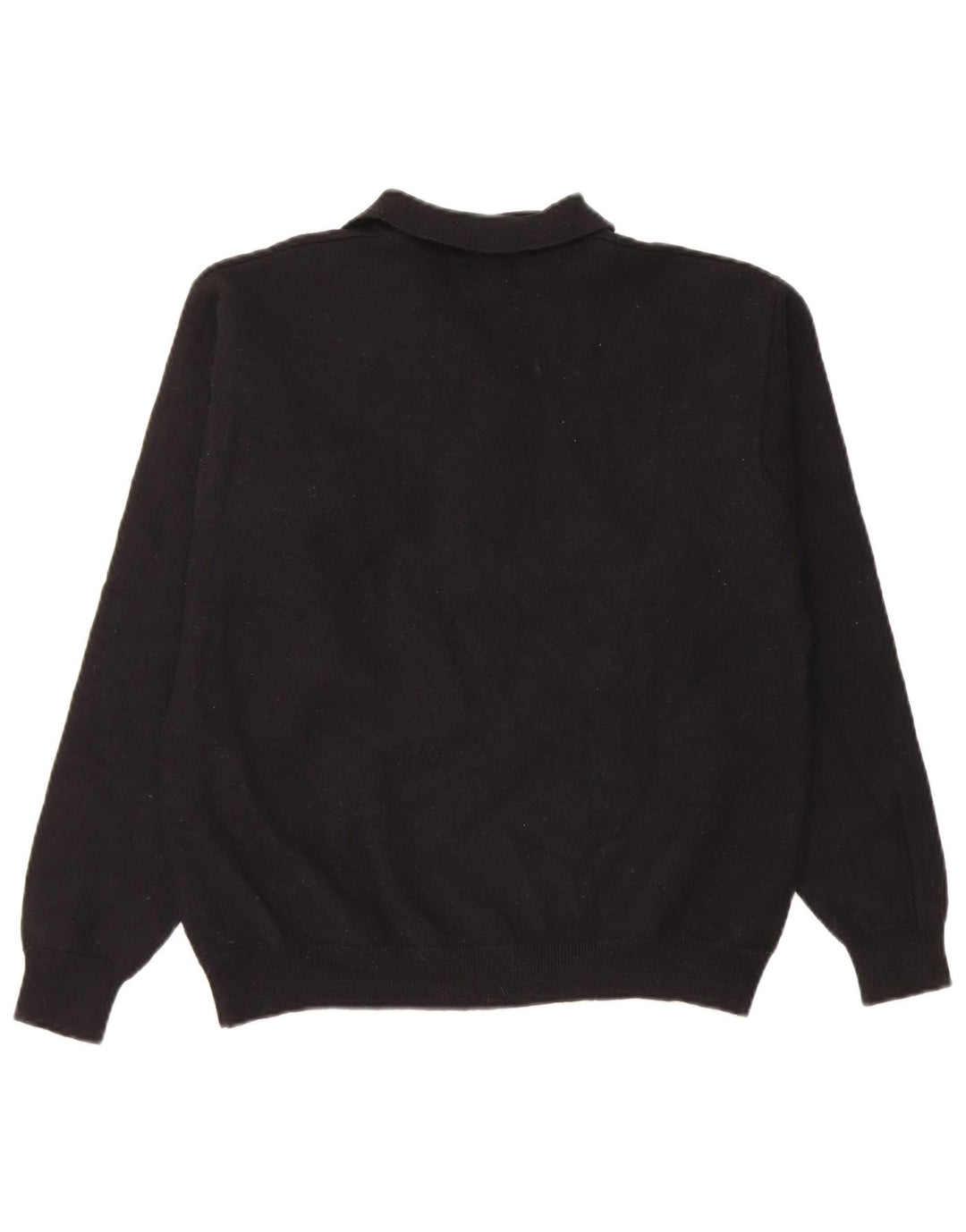 Eddie Bauer Jersey tipo polo para hombre con cuello tipo polo de lana negra mediana