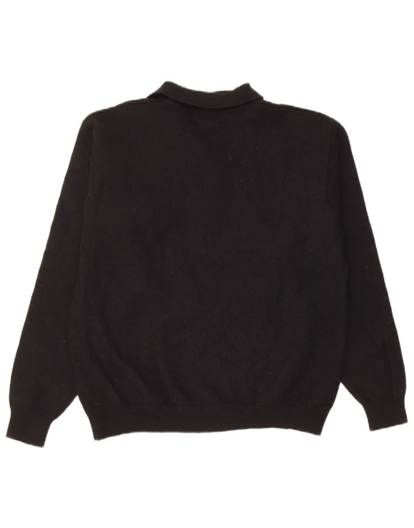 Eddie Bauer Jersey tipo polo para hombre con cuello tipo polo de lana negra mediana