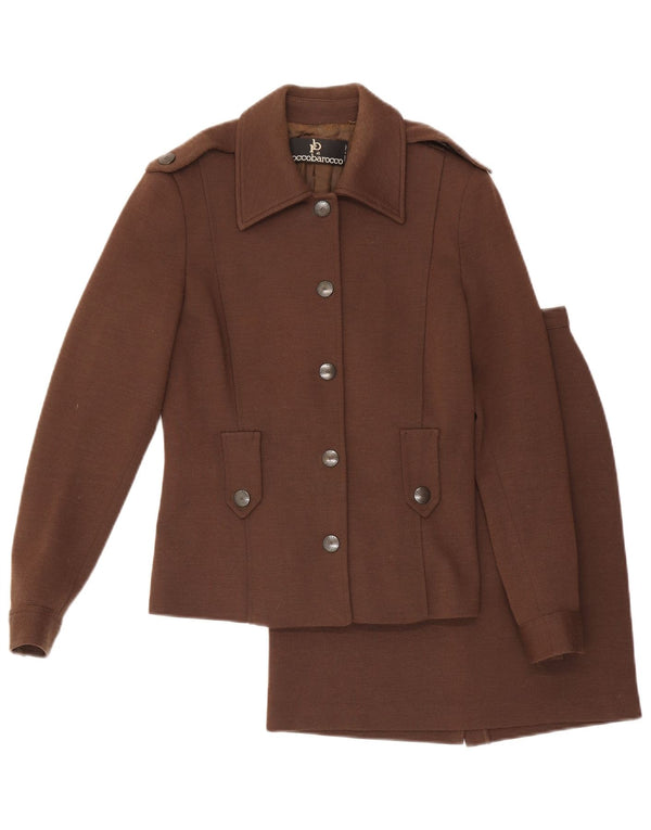 Roccobarocco Conjunto de falda de 2 piezas con 5 botones para mujer UK 10 Small W23 Brown Army