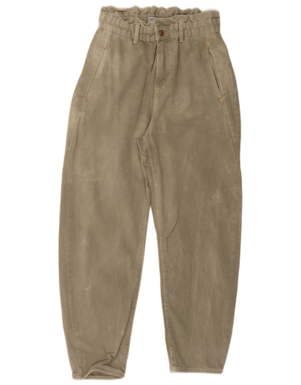 Zara Vaqueros cortos de cintura alta para mujer EU 38 Small W28 L26 Algodón caqui