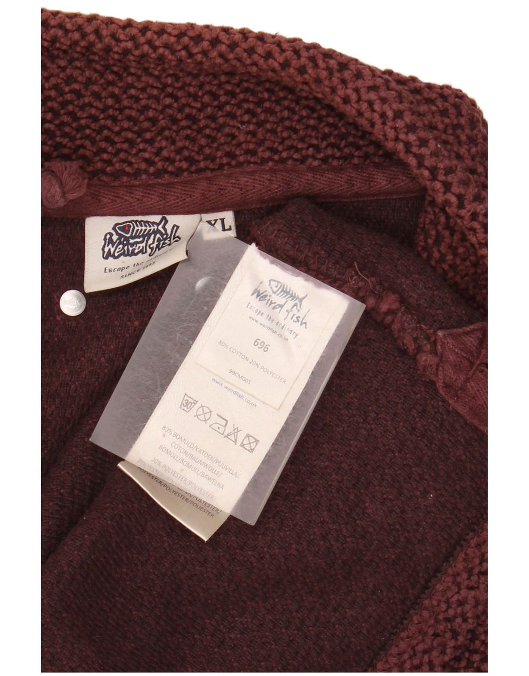 WEIRD FISH Sudadera con Cuello y Cremallera para Hombre Jersey XL Borgoña Algodón