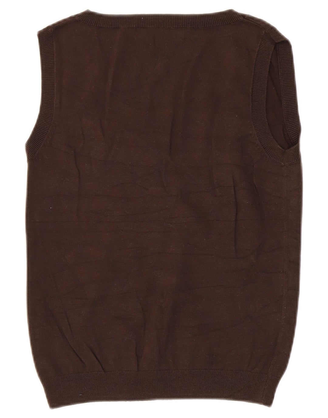 Zara Mujer Chaleco Tank Top UK 12 Algodón Marrón Medio