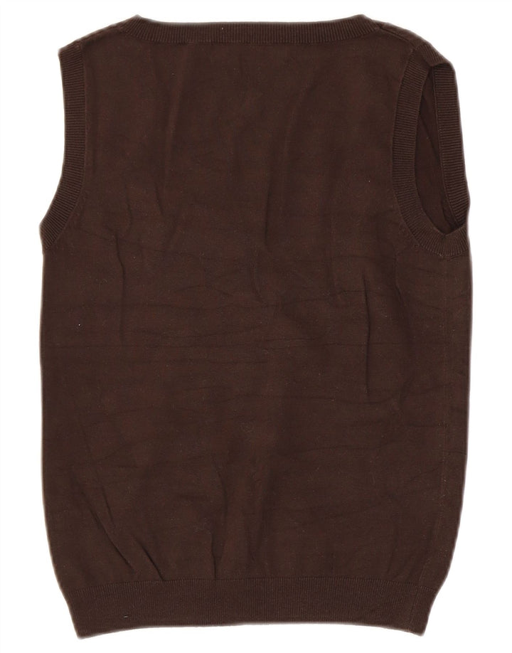 Zara Mujer Chaleco Tank Top UK 12 Algodón Marrón Medio