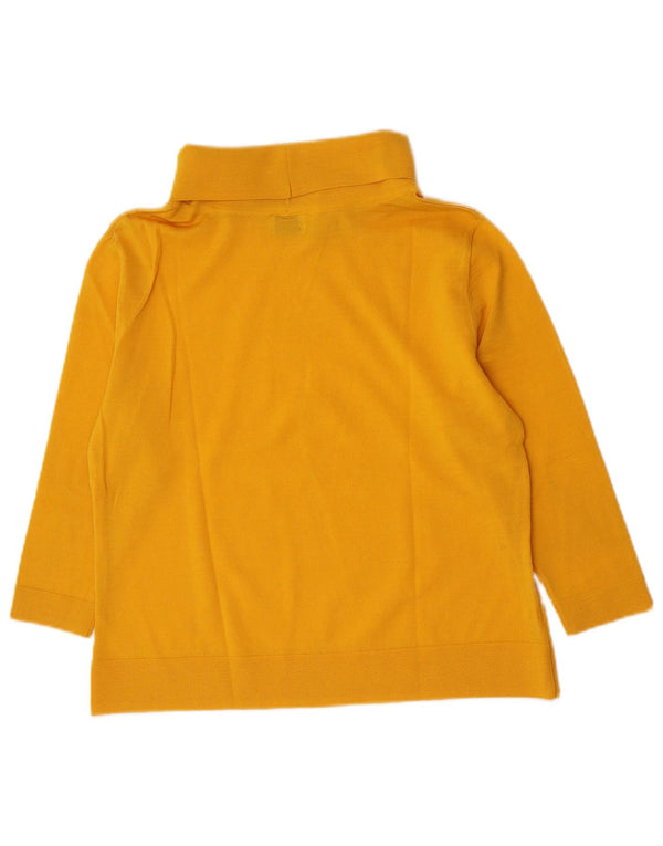 Vintage mujer roll cuello top 3/4 manga Reino Unido 14 amarillo medio