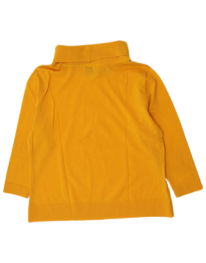 Vintage mujer roll cuello top 3/4 manga Reino Unido 14 amarillo medio