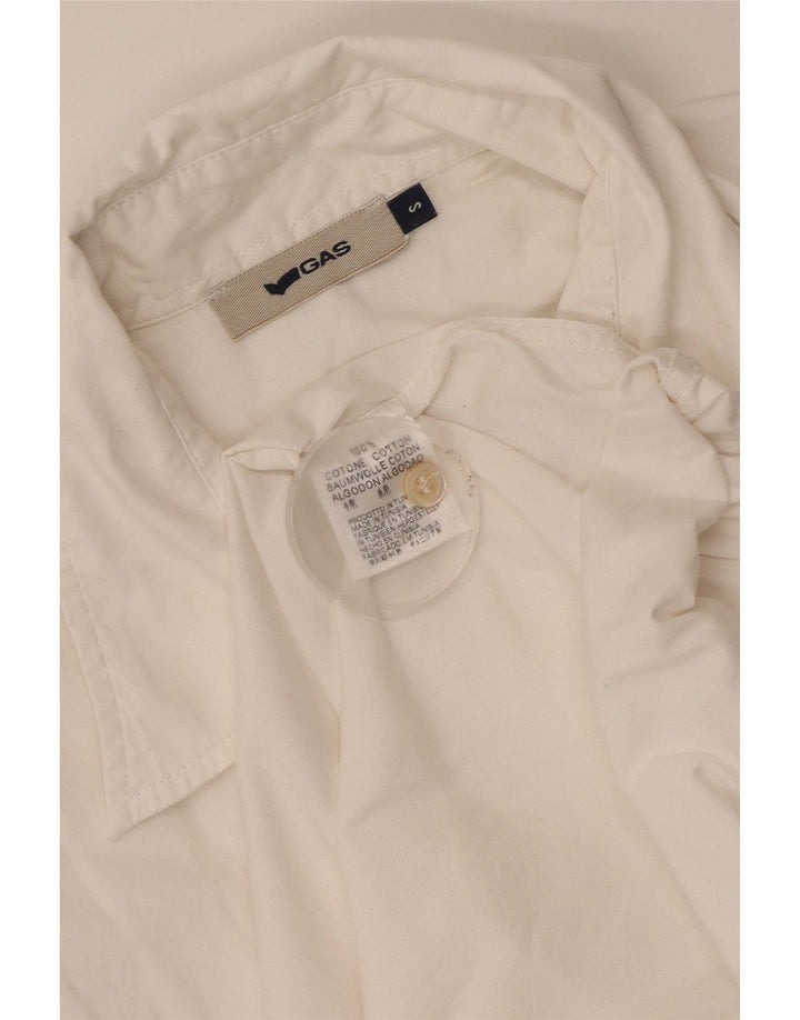 Gas Mens Short Sleeve Shirt Small White Cotton