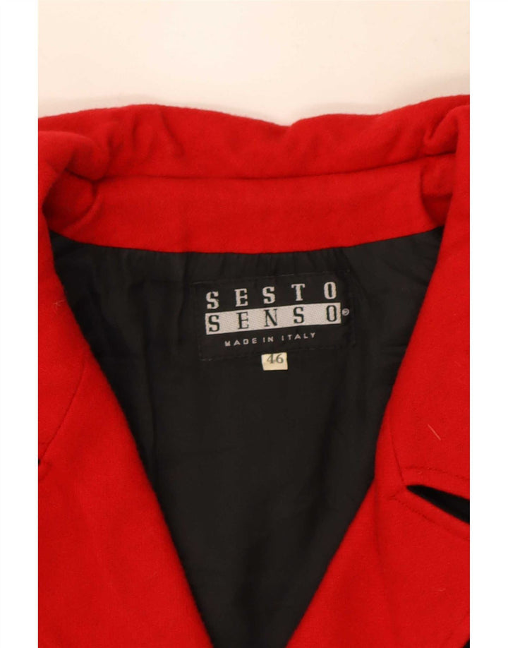 Vintage mujer doble pecho chaqueta bolero IT 46 grande negro colorblock