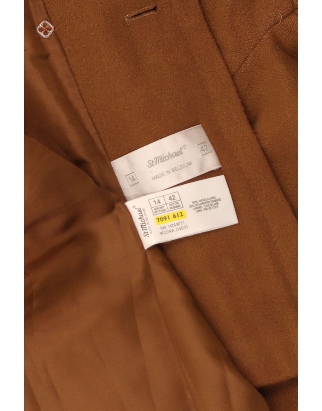 St Michael Chaqueta cruzada para mujer UK 44 Lana beige grande