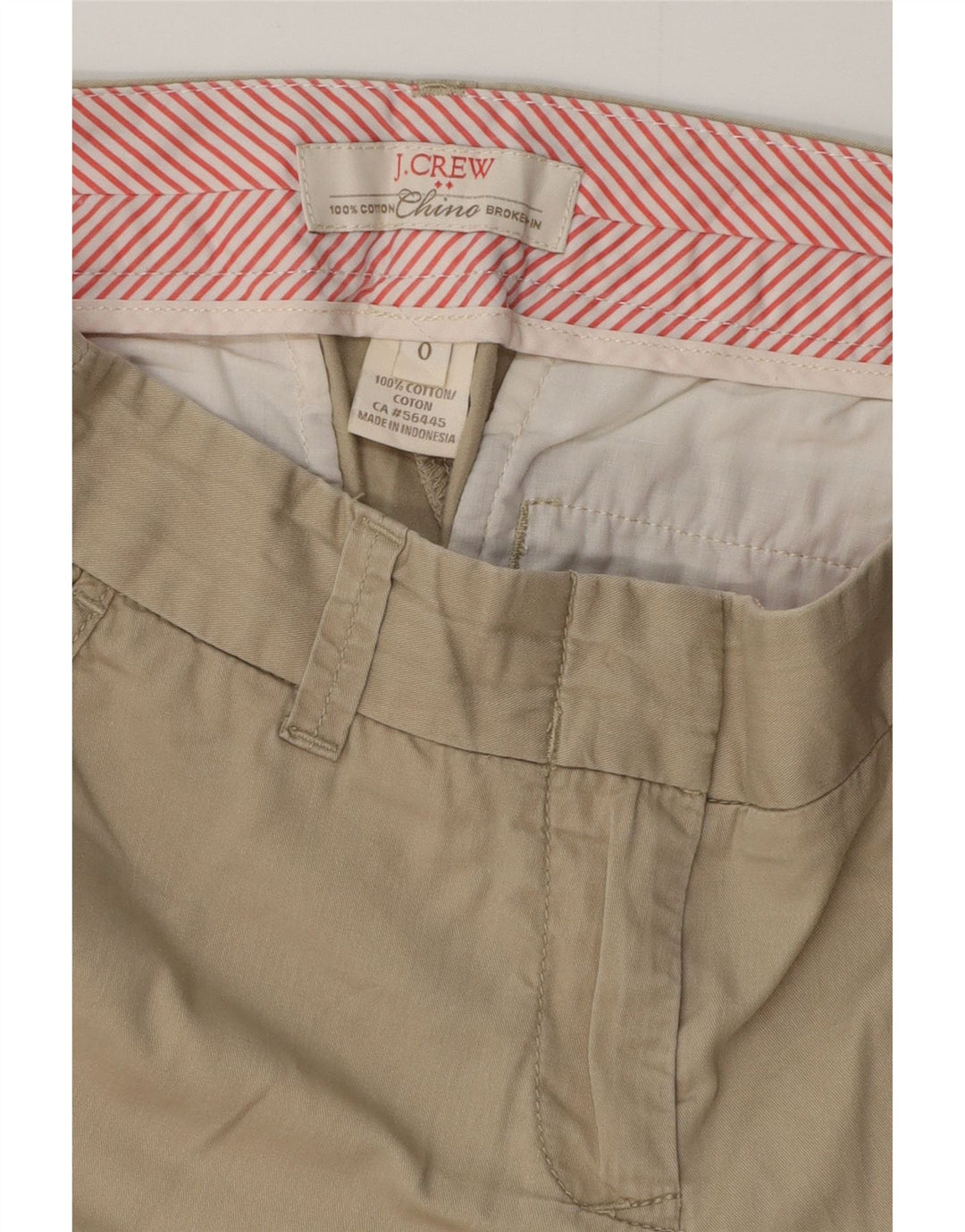 J. CREW Pantalones cortos chinos para mujer US 0 XS W28 Algodón beige