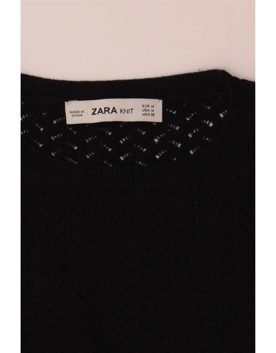 Zara Blusa de punto corta para mujer UK 40 Mediano Azul marino a rayas