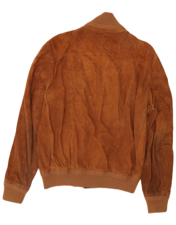 Vintage hombres ante bomber chaqueta IT 50 cuero marrón grande