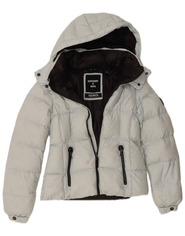 Superdry Chaqueta Acolchada Con Capucha Para Mujer UK 8 Small Nylon Azul