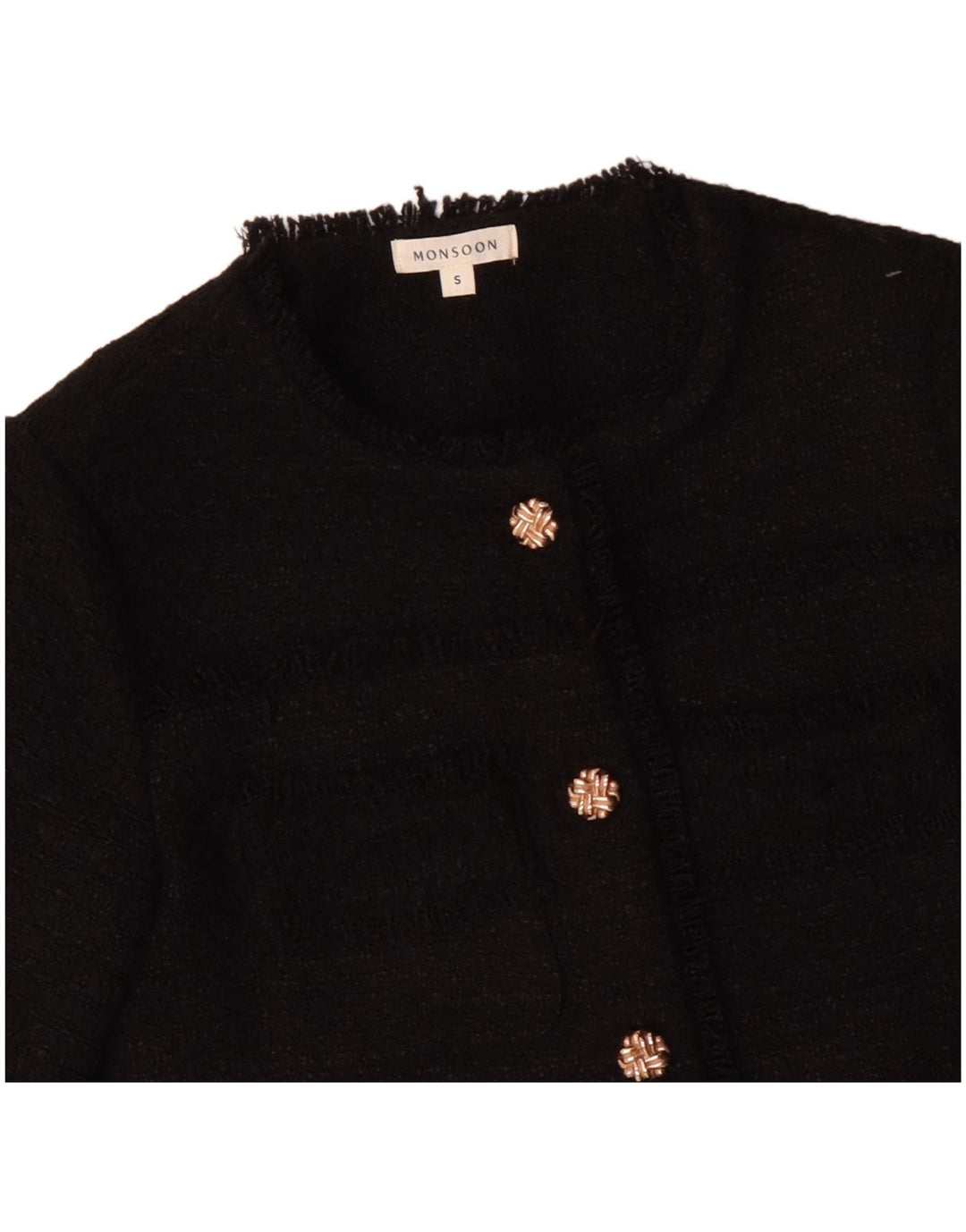 MONSOON Chaqueta tipo blazer de 5 botones para mujer UK 10 Small Poliéster negro