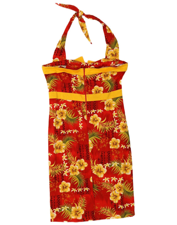 Collectif Vestido Halter para Mujer UK 44 Algodón Floral Rojo Mediano