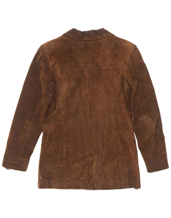 Etam Chaqueta de ante para mujer UK 42 Cuero marrón medio