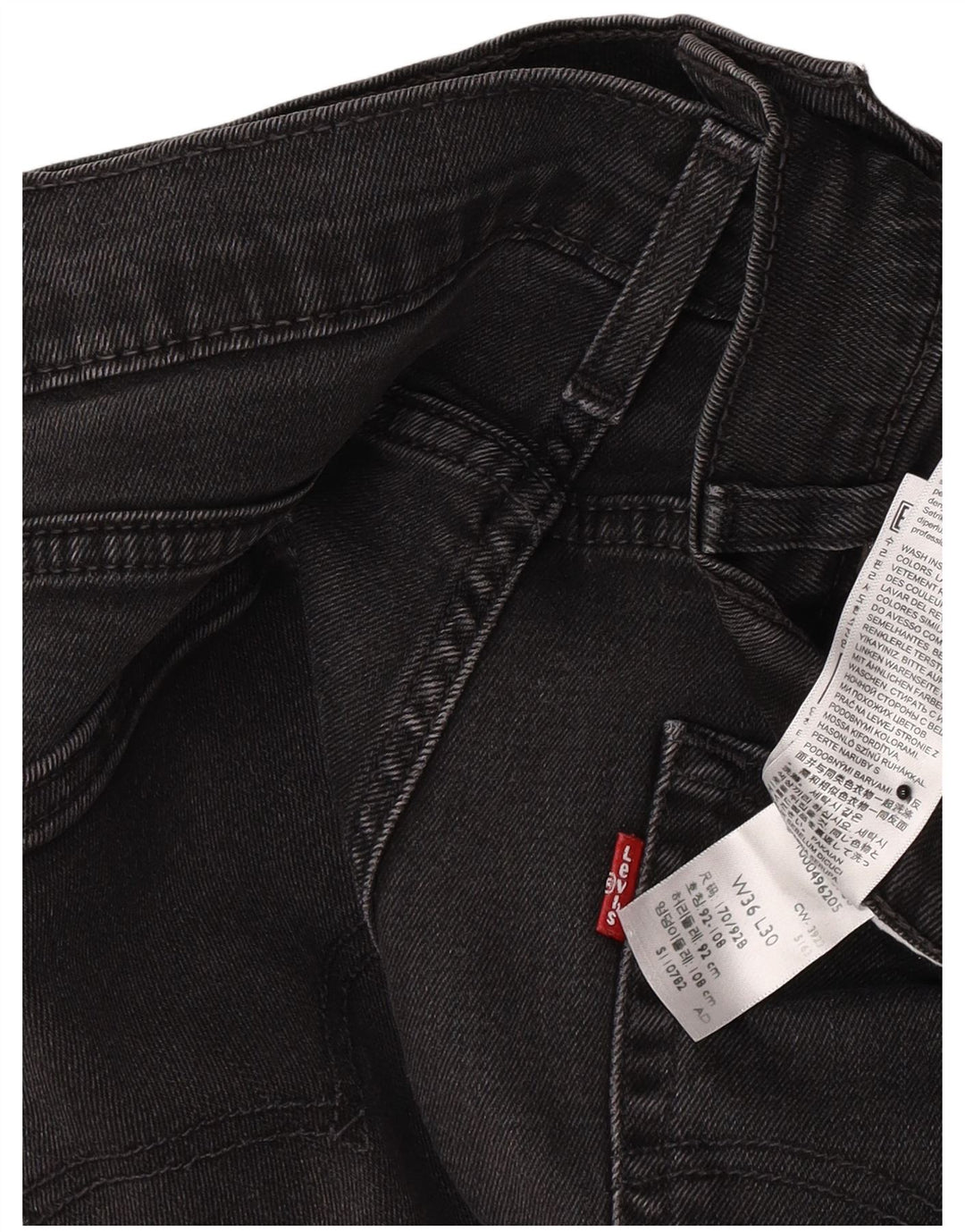 Vaqueros rectos Levi's para hombre W36 L30 Algodón negro