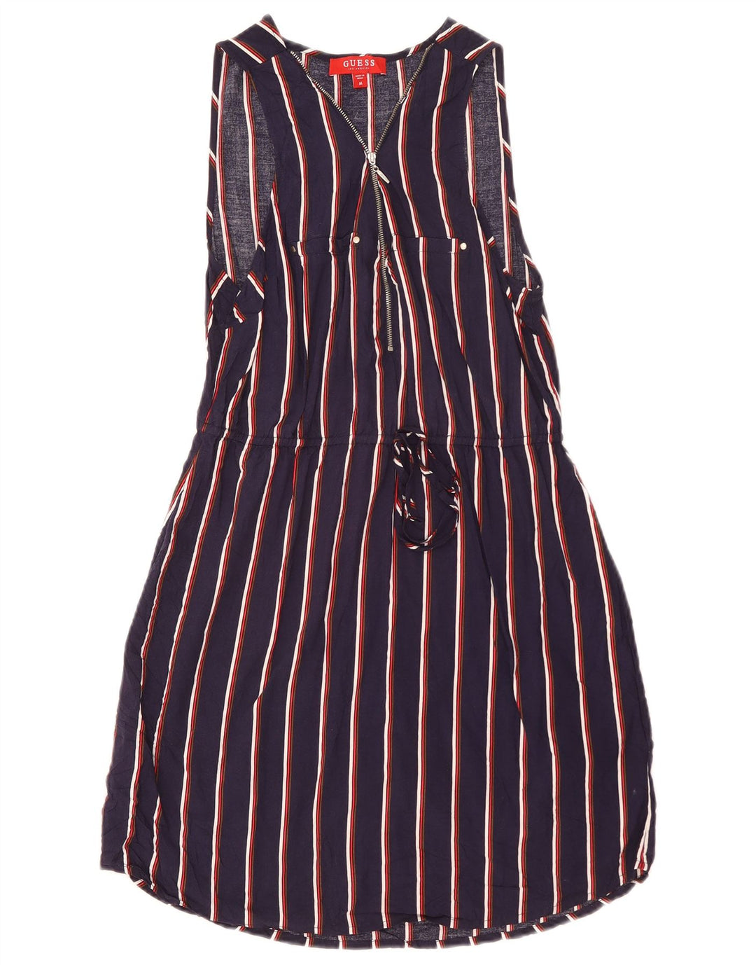 Guess Vestido básico sin mangas para mujer UK 42 Medium Azul marino Rayas Viscosa