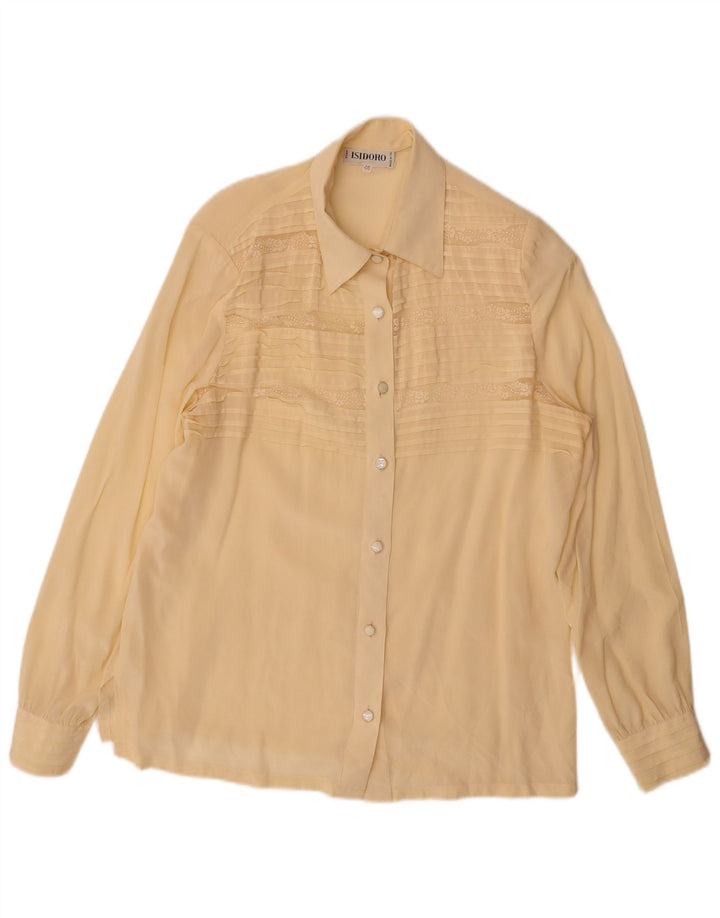 Vintage mujer camisa blusa IT 46 grande beige