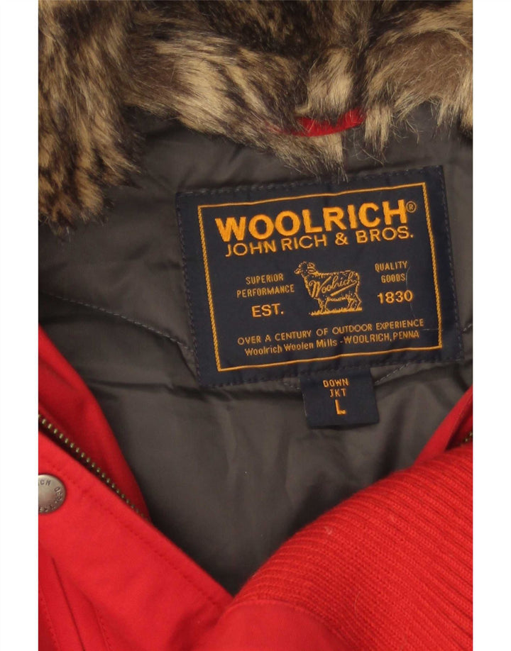 Woolrich Chaqueta acolchada con capucha para mujer Reino Unido 44 Grande Algodón rojo