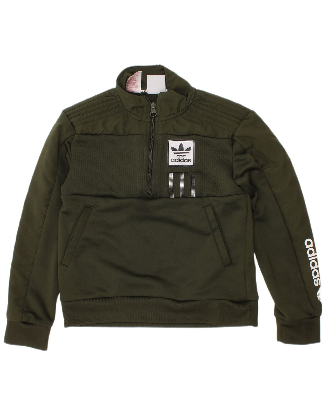 Adidas Boys Graphic Zip Neck Sudadera Jumper 7-8 años Verde Poliéster