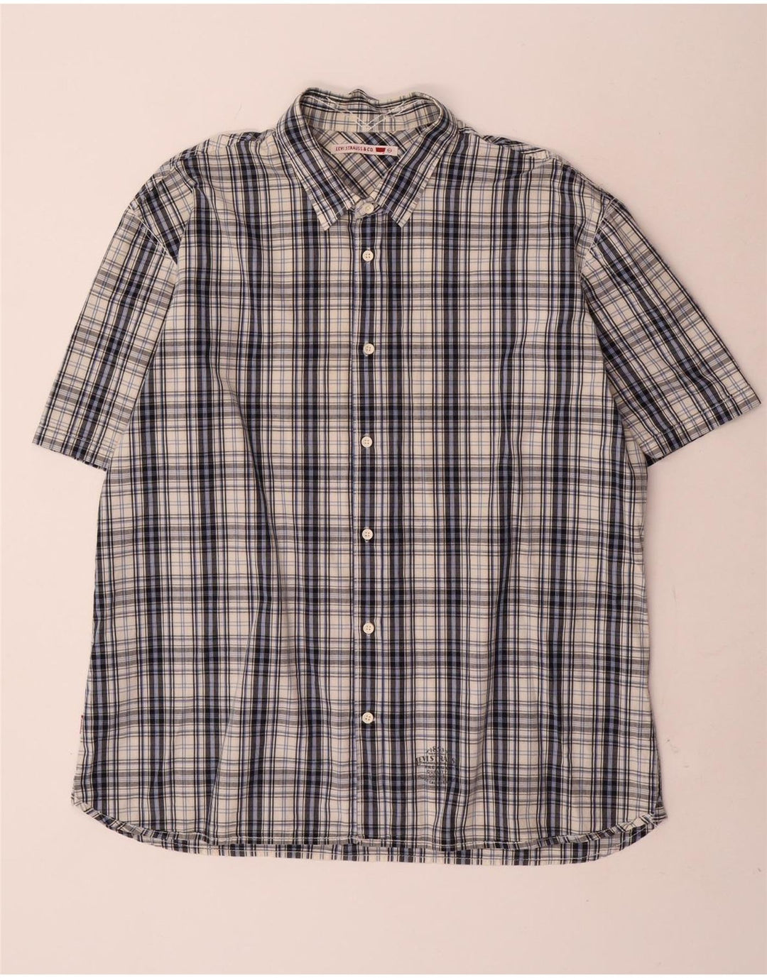Levi's Camisa De Manga Corta Para Hombre 2XL Algodón A Cuadros Azul