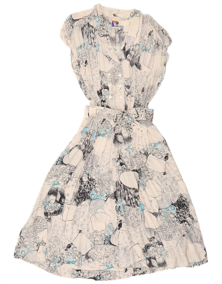 YESSICA Vestido acampanado con estampado abstracto extragrande para mujer EU 40 Medium White