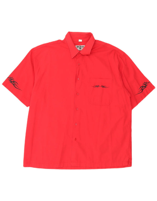 John Baner Camisa gráfica de manga corta para hombre Talla 17 43/44 XL Algodón rojo
