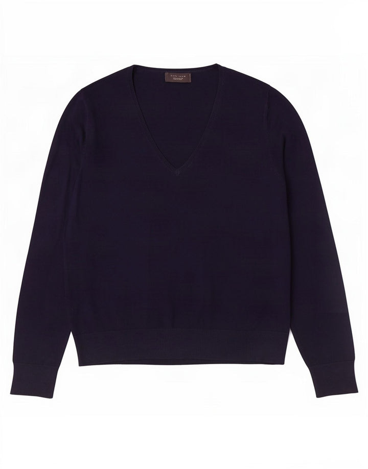 Zara Hombre Jersey Con Cuello De Pico Large Viscosa Azul Marino