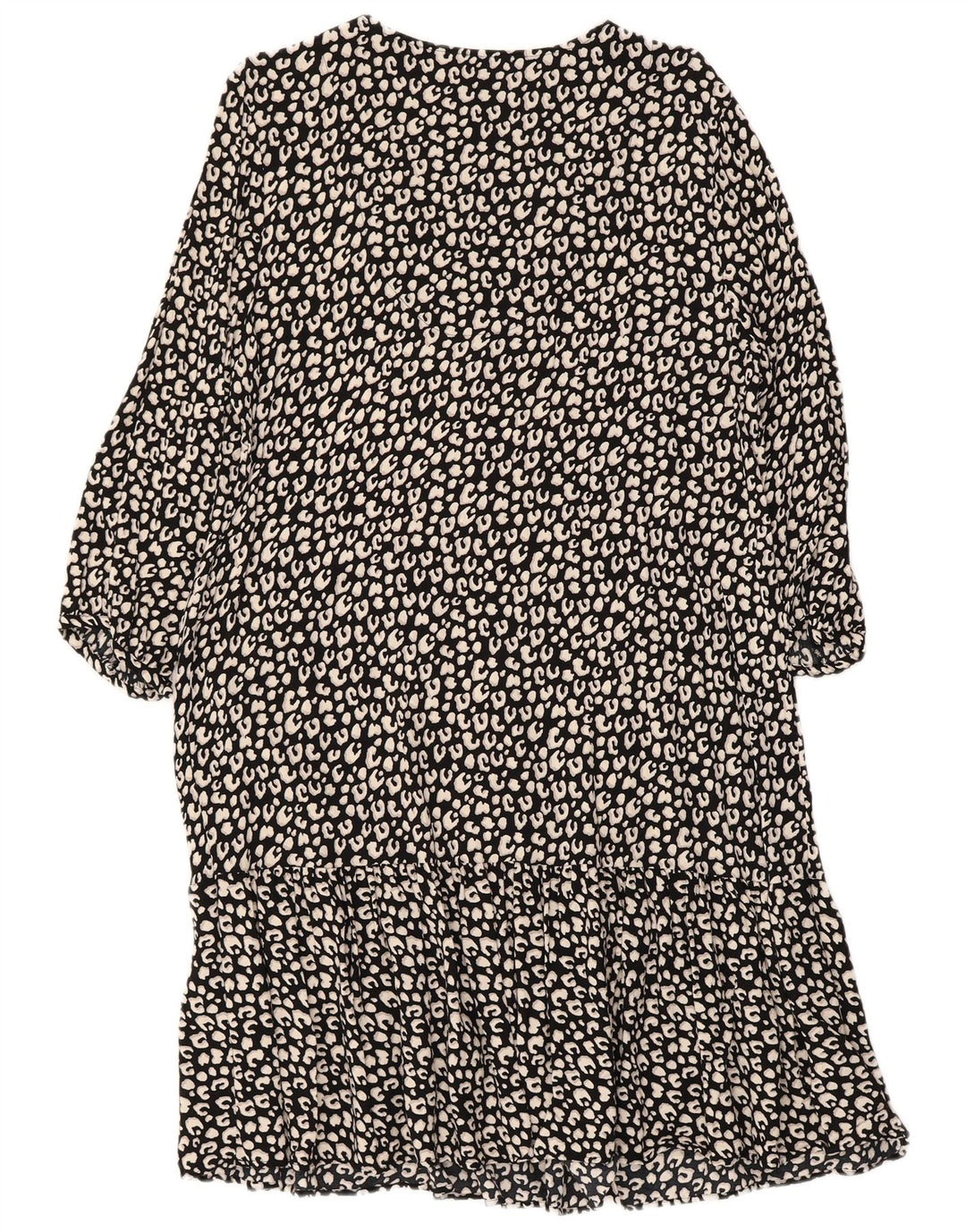 PRINCIPLES Vestido escalonado de manga 3/4 para mujer UK 46 Grande Estampado animal negro