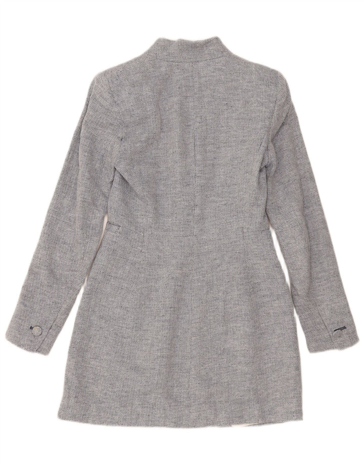 Zara Chaqueta Blazer Larga para Mujer Reino Unido 4 XS Azul Chevron Modern