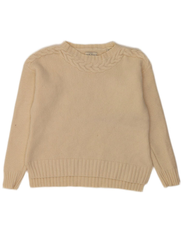 Jack Wills Suéter tipo jersey con cuello barco para mujer UK 10 Small Off White