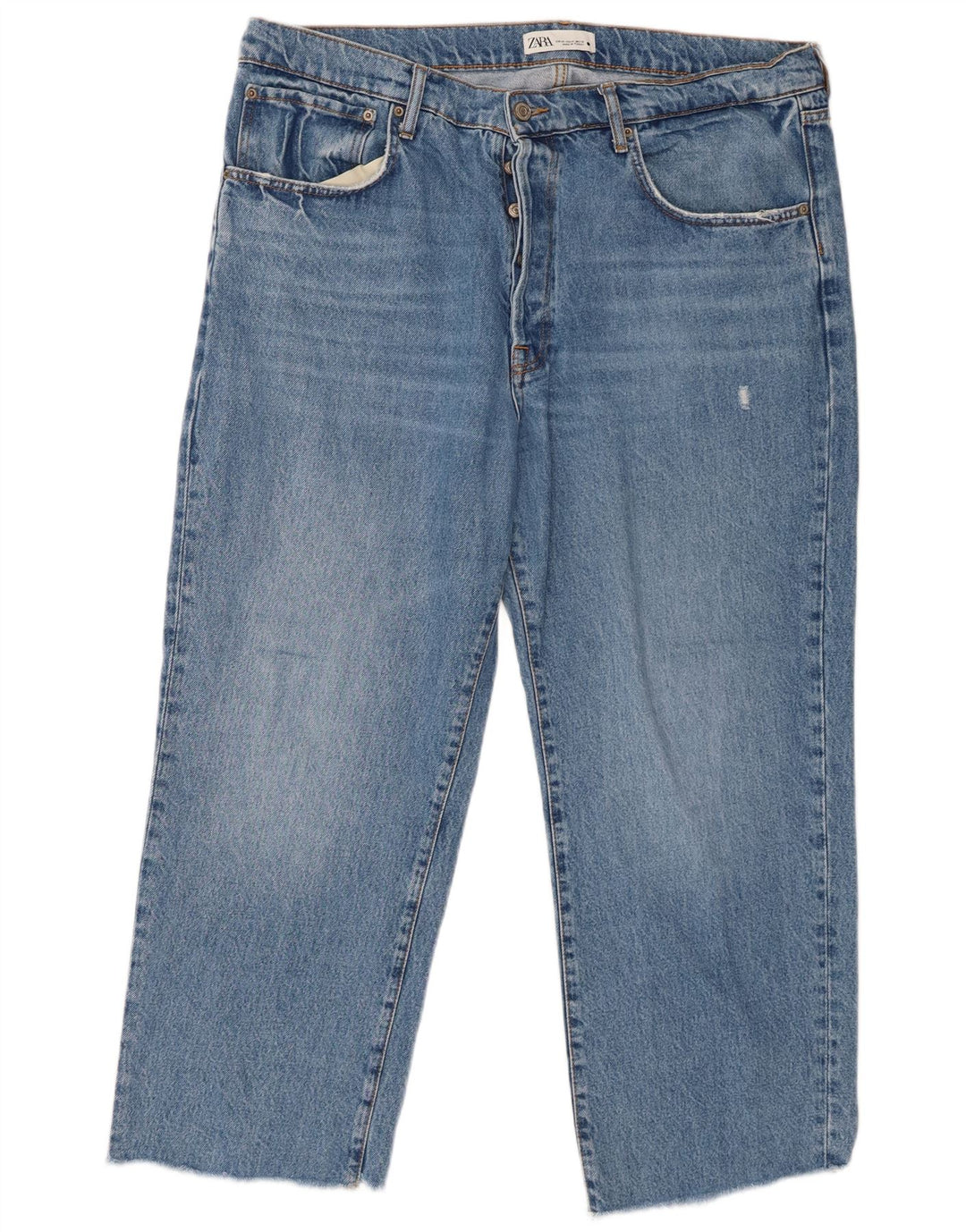 ZARA Womens Cropped Jeans EU 46 2XL W40 L26 Blue