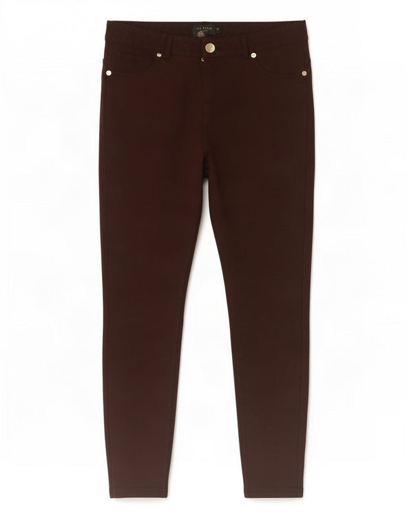 Ted Baker Pantalones casuales ajustados para mujer talla 2 pequeña W28 L27 viscosa marrón