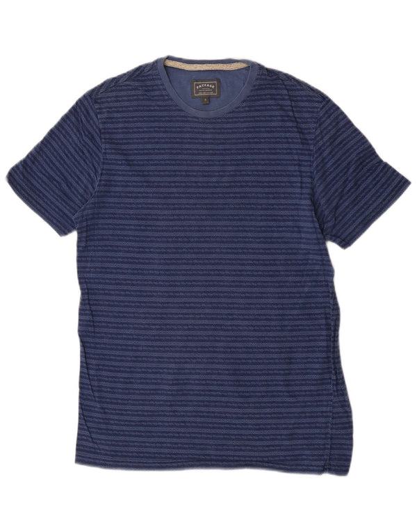 Camiseta de hombre Fat Face Top Small de algodón a rayas azul marino