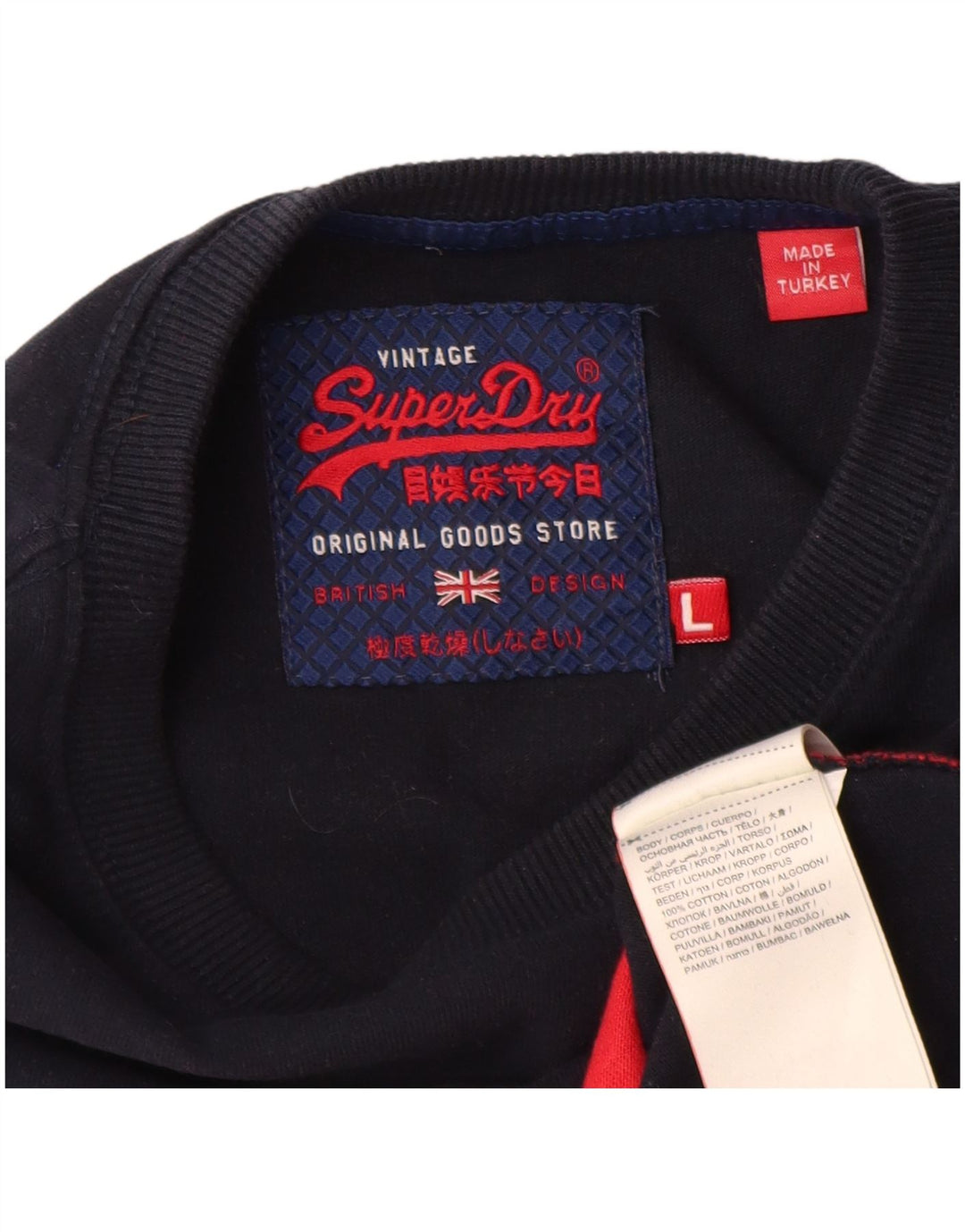 Superdry Hombre Top gráfico de manga larga de algodón con bloques de color rojo grande