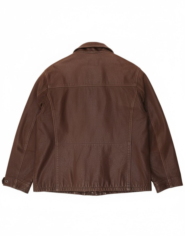 Chaqueta de cuero vintage para hombre IT 50 cuero marrón grande