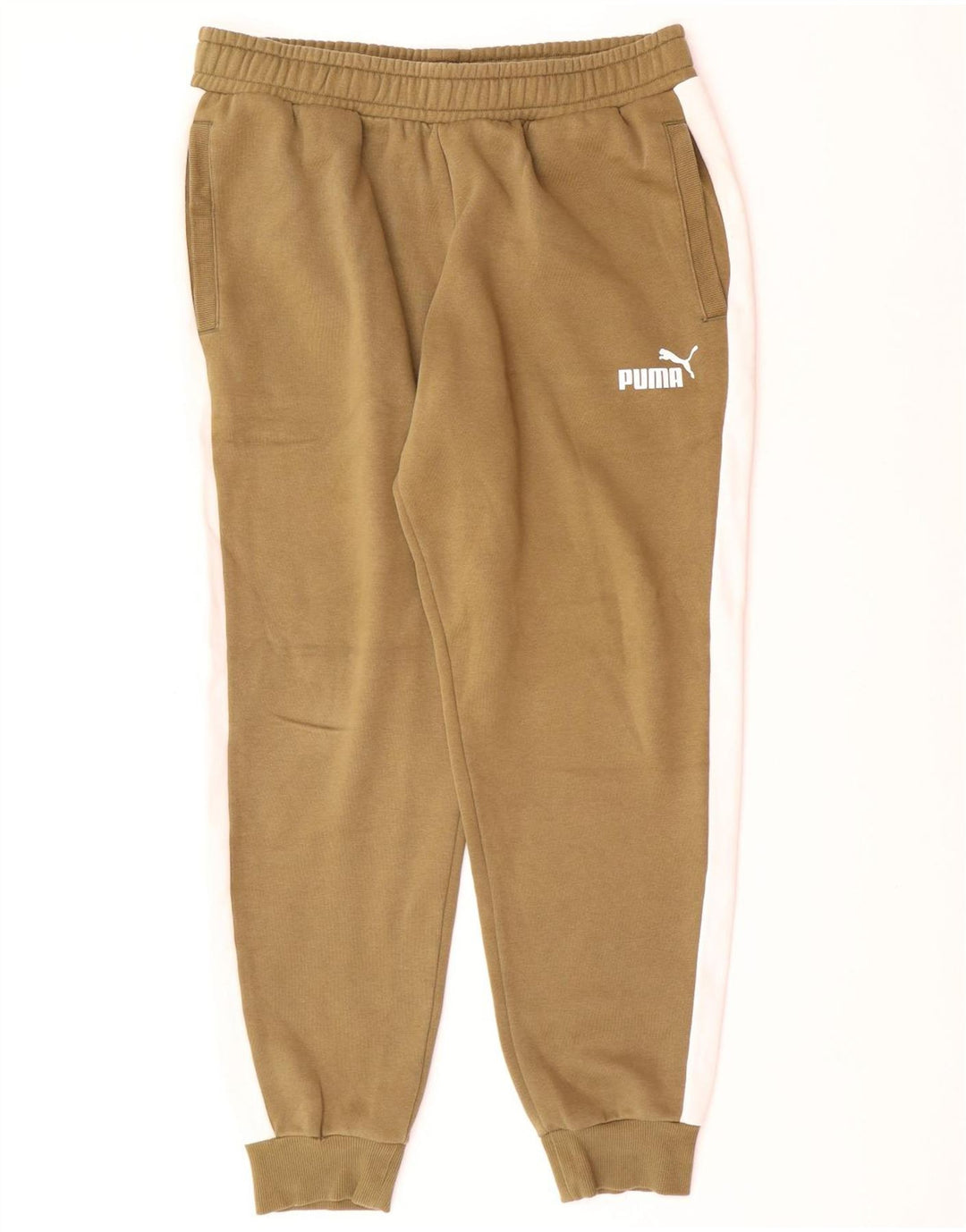 PUMA Pantalones de chándal para hombre Joggers Large Khaki Colourblock Cotton