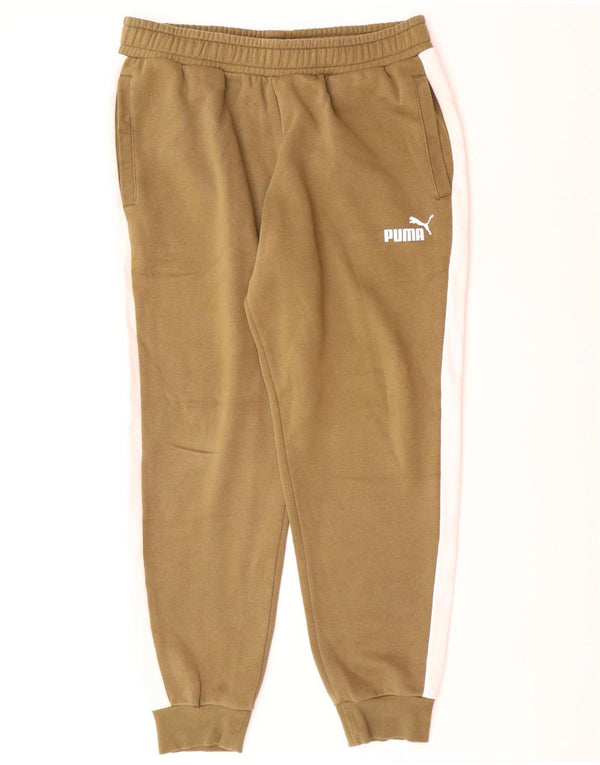 PUMA Pantalones de chándal para hombre Joggers Large Khaki Colourblock Cotton