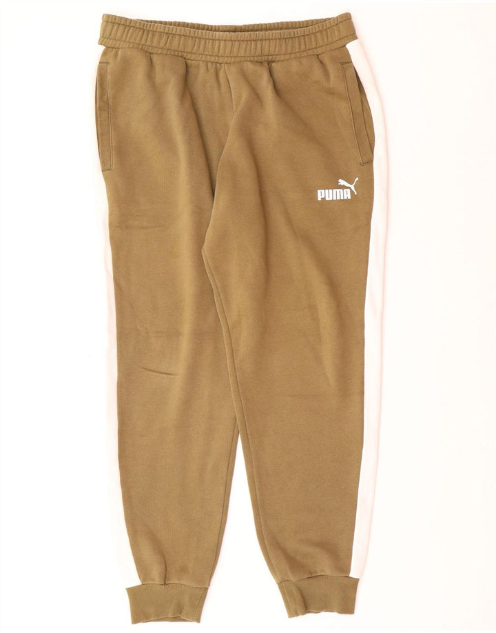 PUMA Pantalones de chándal para hombre Joggers Large Khaki Colourblock Cotton