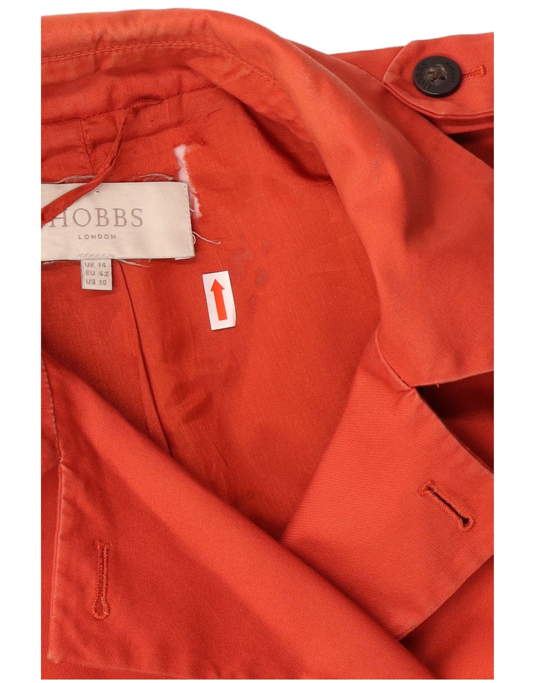 HOBBS Gabardina London para mujer Reino Unido 14 Algodón naranja medio