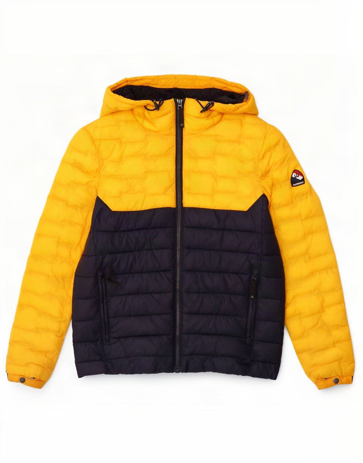 Superdry Chaqueta acolchada con capucha para hombre, talla 38, color amarillo medio