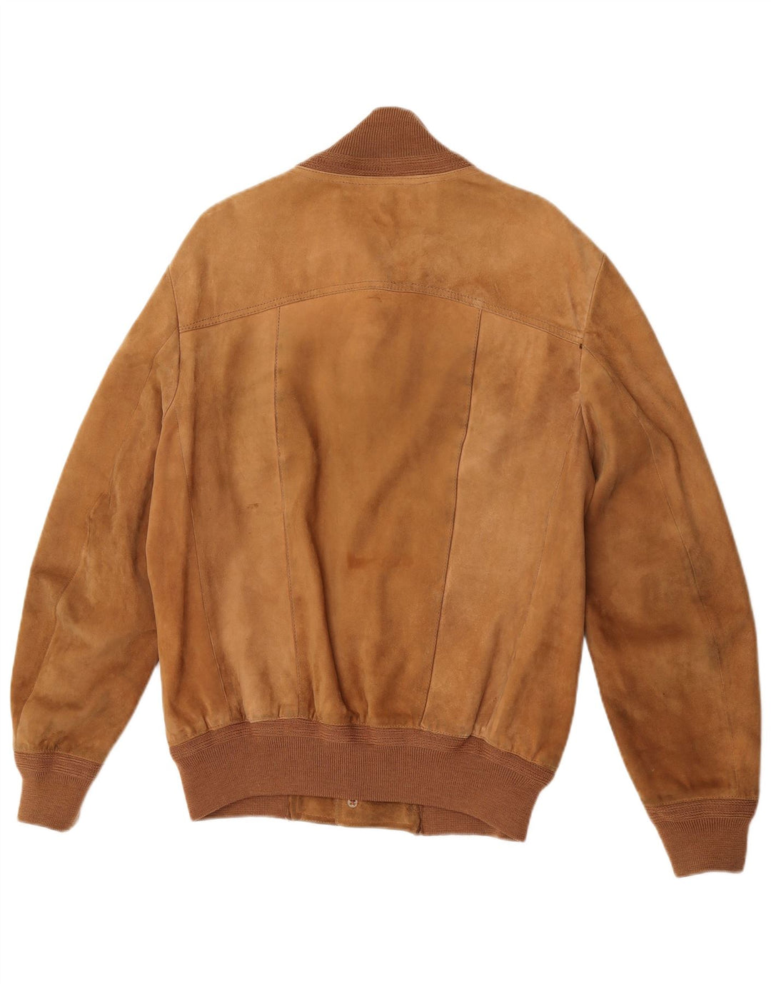 Vintage hombres ante bomber chaqueta Reino Unido 38 cuero marrón medio