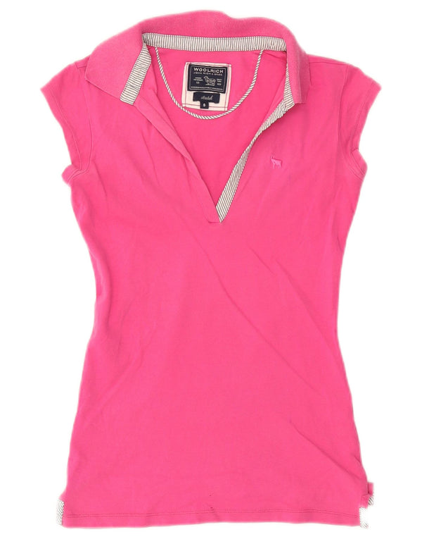 Woolrich Polo elástico sin mangas para mujer UK 10 Small Pink Cotton